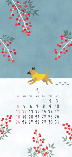 スマホ用壁紙2026年1月用（カレンダー有）