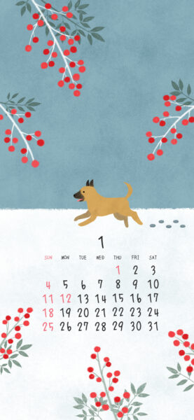 スマホ用壁紙2026年1月用（カレンダー有）