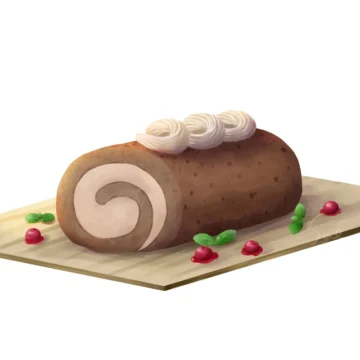 イラスト チョコレートロールケーキ